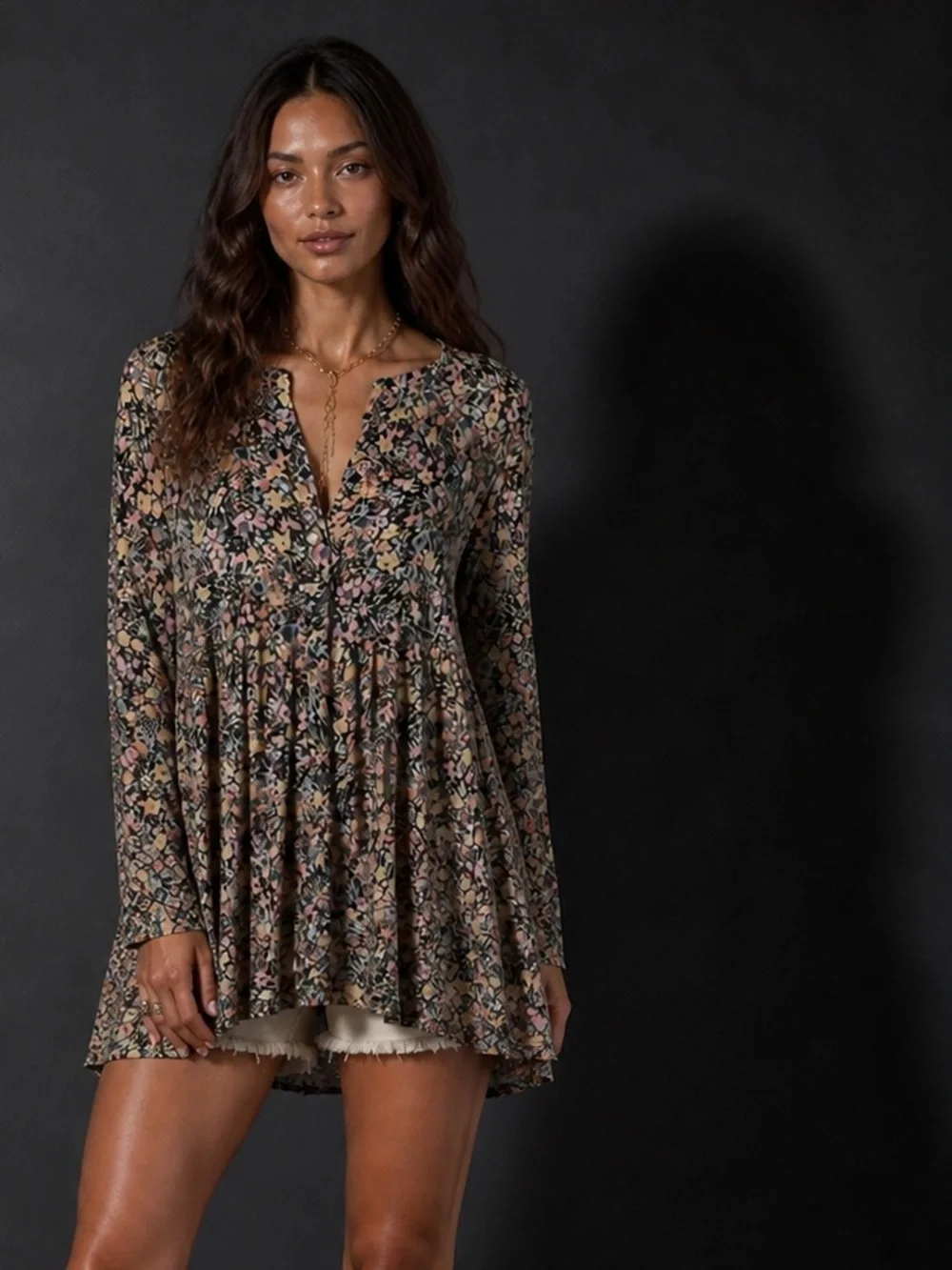 zara boho mini dress Zara Floral Boho Mini Dress Tiered Long Sleeve
